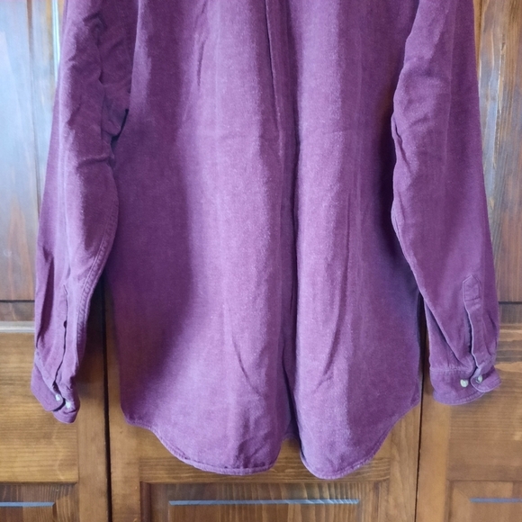 L.L. Bean 100% cotton burgundy flannel button down shirt 0 WU88 size large - Picture 9 of 10